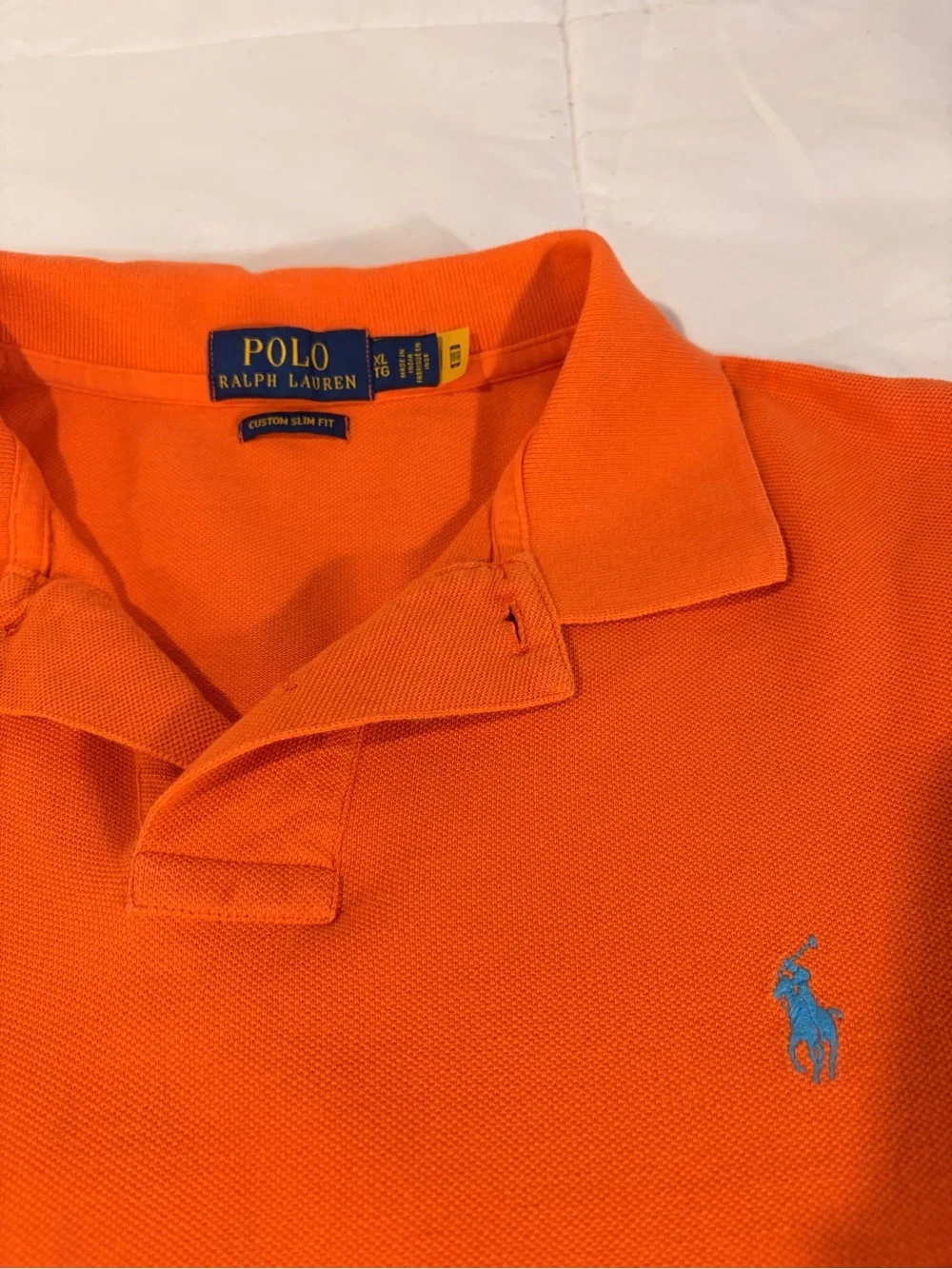 Men’s Polo Ralph Lauren Orange Short Sleeve Piqué Polo Shirt Custom Slim Fit